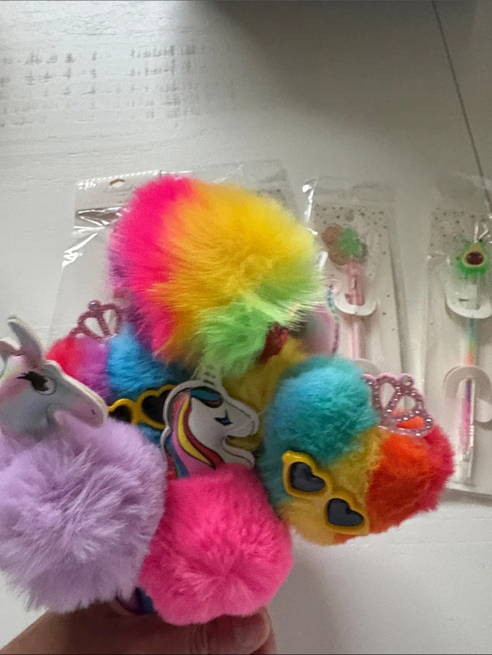 Colorful Fuzzy Pom-Pom Kids Pen - Assorted Bright Colors 14 pcs